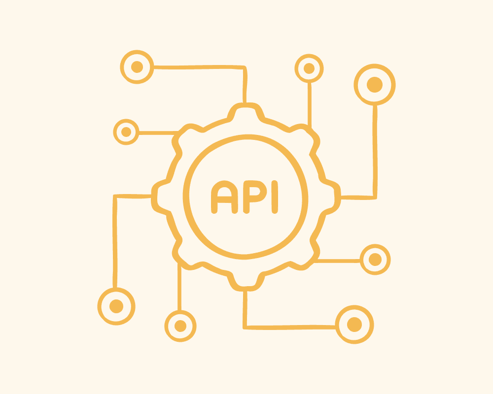 An API cog wired up to the surrounding internal business systems