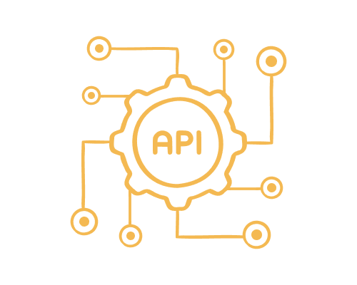 An API cog wired up to the surrounding internal business systems